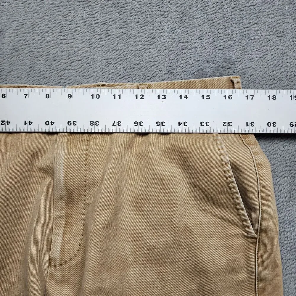 Peter Millar Mens Pima Cotton Pants Tan Flat Front Straight Leg Size 33 Chinos
